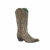 Corral Boots Corral Ladies Straw Brown Studded Boot W/ Bronze & Black Laser Inlay E1620
