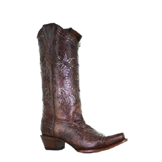 Circle G By Corral Ladies Fango Brown Laser Cutout Boots L2022 1 Circle G By Corral Ladies Fango Brown Laser Cutout Boots L2022