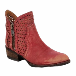 Circle G By Corral Ladies Red Laser Cutout Shortie Boot Q0003