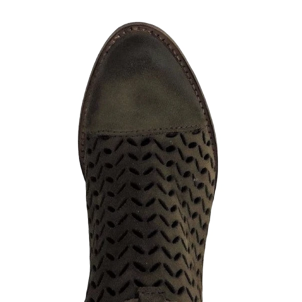 Circle G Ladies Olive Green Laser-Cut Suede Bootie P5125 2 Circle G Ladies Olive Green Laser-Cut Suede Bootie P5125 - Image 2