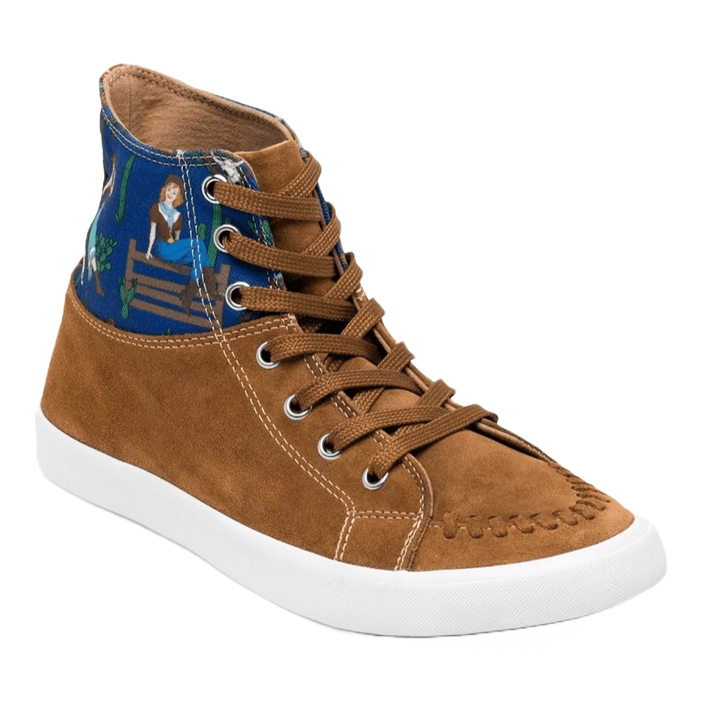 Justin Ladies Reba Fancy Brown Suede & Blue Print Hightop Shoes RML054 1 Justin Ladies Reba Fancy Brown Suede & Blue Print Hightop Shoes RML054
