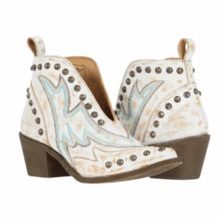 Circle G By Corral Ladies White Studs Booties Q0167 11 Circle G By Corral Ladies White Studs Booties Q0167 -True Style Shoes Store Q0167a