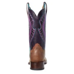Ariat Ladies Primetime Embroidered Brown & Purple Western Boots 10035936 -True Style Shoes Store S21 WMS WEST 10035936 heel