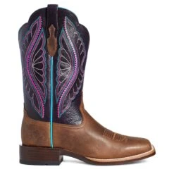 Ariat Ladies Primetime Embroidered Brown & Purple Western Boots 10035936 -True Style Shoes Store S21 WMS WEST 10035936 side1
