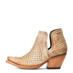 Ariat® Ladies Dixon Studs Old West Tan Snip Toe Booties 10038382 10 Ariat® Ladies Dixon Studs Old West Tan Snip Toe Booties 10038382 -True Style Shoes Store S22 WMS WEST 10038382 side