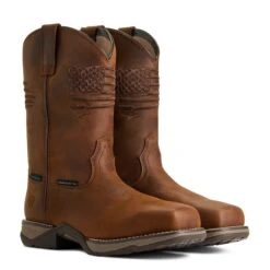 Ariat Ladies Anthem Patriot Waterproof Brown Square Toe Boots 10040369 -True Style Shoes Store S22 WMS WEST 10040369 pair