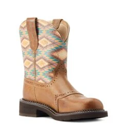 Ariat® Ladies Fatbaby® Heritage Farrah Aztec Print Tan Boots 10044438 -True Style Shoes Store S23 WMS WEST 10044438 medial