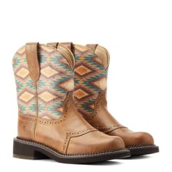 Ariat® Ladies Fatbaby® Heritage Farrah Aztec Print Tan Boots 10044438 -True Style Shoes Store S23 WMS WEST 10044438 pair