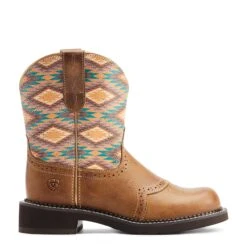 Ariat® Ladies Fatbaby® Heritage Farrah Aztec Print Tan Boots 10044438 -True Style Shoes Store S23 WMS WEST 10044438 side11