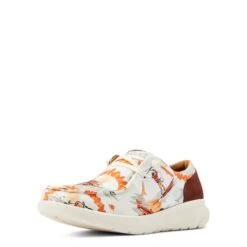 Ariat® Ladies Hilo Aloha Surfing Longhorn Print White Shoes 10044521 -True Style Shoes Store S23 WMS WEST 10044521 3 4 front