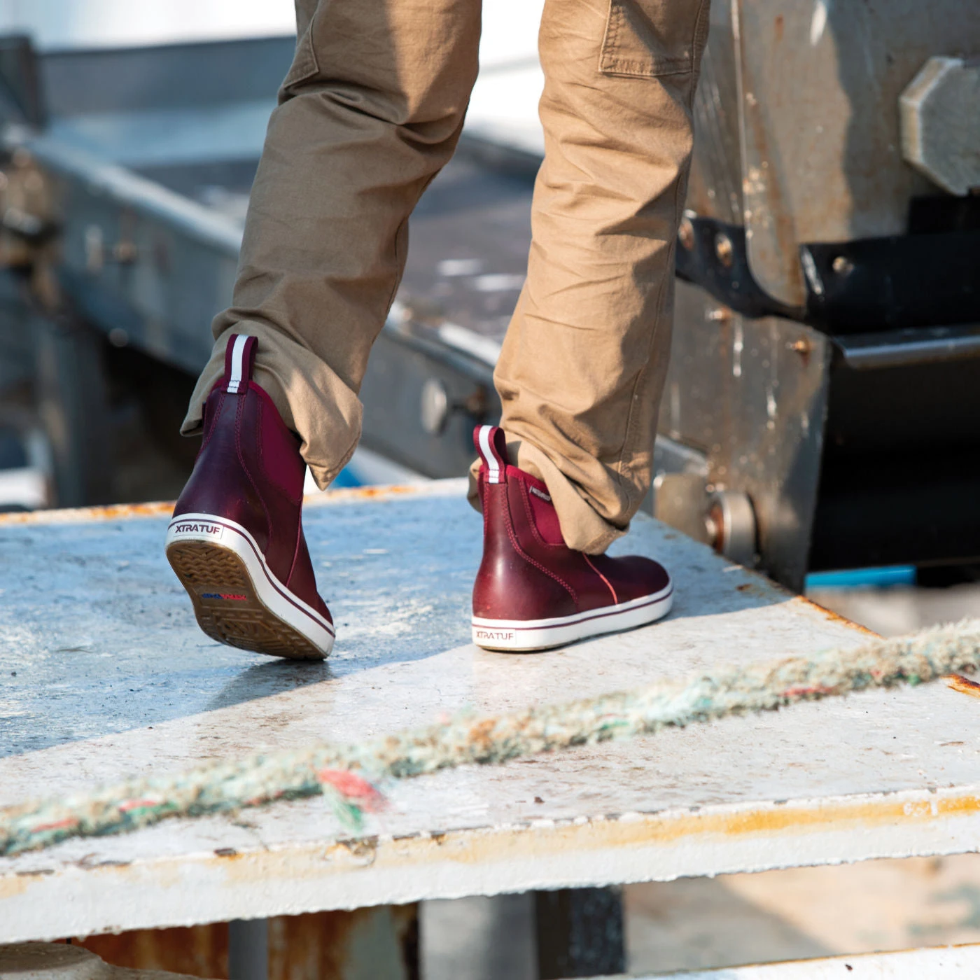 XTRATUF Ladies 6 Inch Red Leather Ankle Deck Boot XWAL-600 5 XTRATUF Ladies 6 Inch Red Leather Ankle Deck Boot XWAL-600 - Image 5