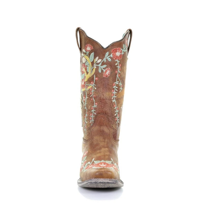 Corral Boots Corral Ladies Tan Deer Skull Overlay & Floral Embroidery Boots A3708 3 Corral Boots Corral Ladies Tan Deer Skull Overlay & Floral Embroidery Boots A3708 - Image 3