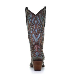 Corral Boots Corral Ladies Turquoise & Brown Embroidery & Studs Leather Boots C3750 -True Style Shoes Store d27700ce3b68d3345e3c6fd27c31f8ad