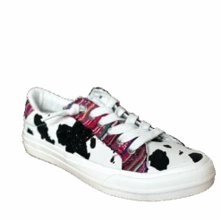 Very G Ladies Cosmic Cow Print & Serape Lace Sneakers Shoes VGSP0093-PNK